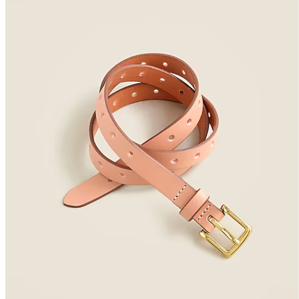 🎀NWT J. Crew blush perforated Italian leather belt